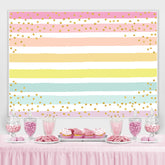 Toile de fond d'anniversaire à rayures colorées et à pois scintillants